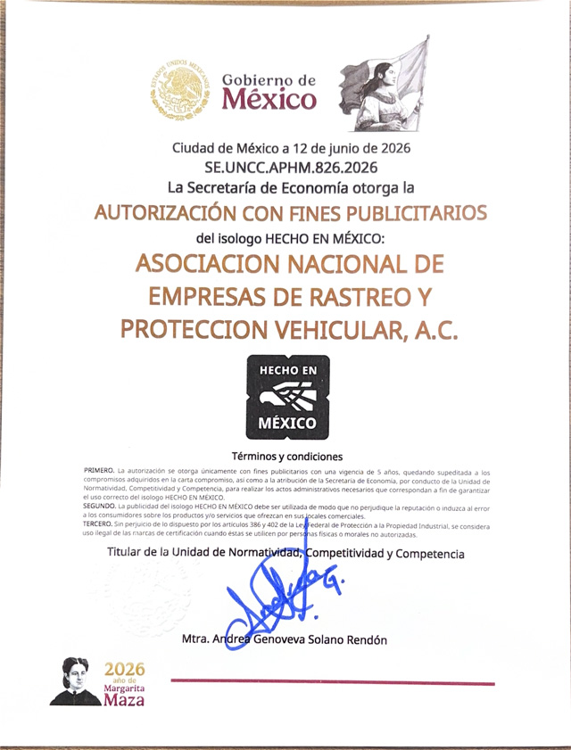 Autorización con fines publicitarios del isologo Hecho en México otorgada a ANERPV